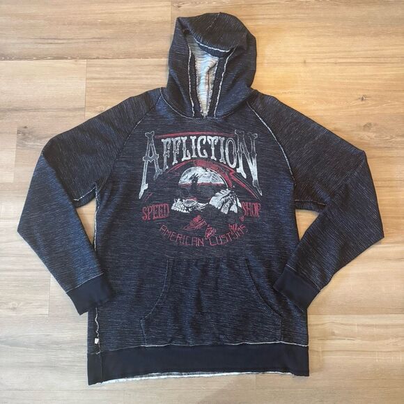 Vintage Reversible Affliction American Customs American Flag Hoodie Size XXL - Picture 1 of 11